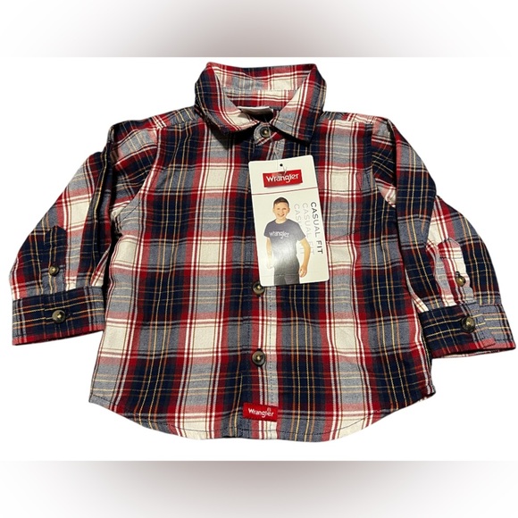 NWT Boys Wrangler American Plaid Button Down Shirt - Picture 1 of 7